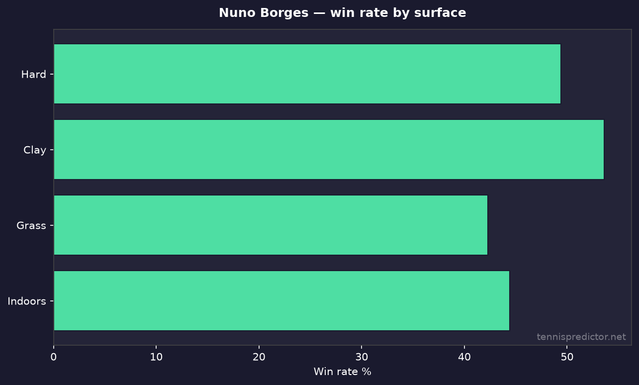 Nuno Borges win rate by surface