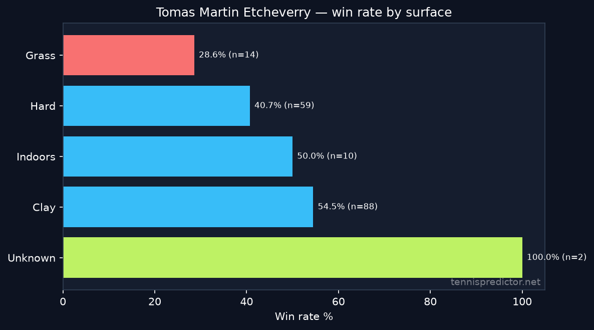 Tomas Martin Etcheverry win rate by surface