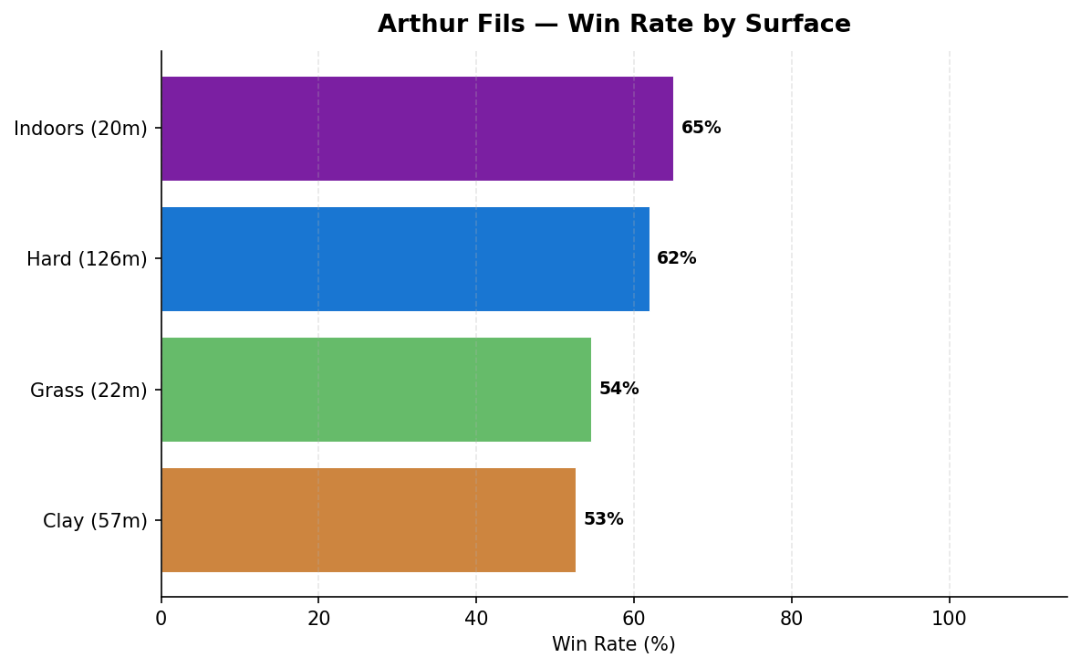 Fils win rate by surface